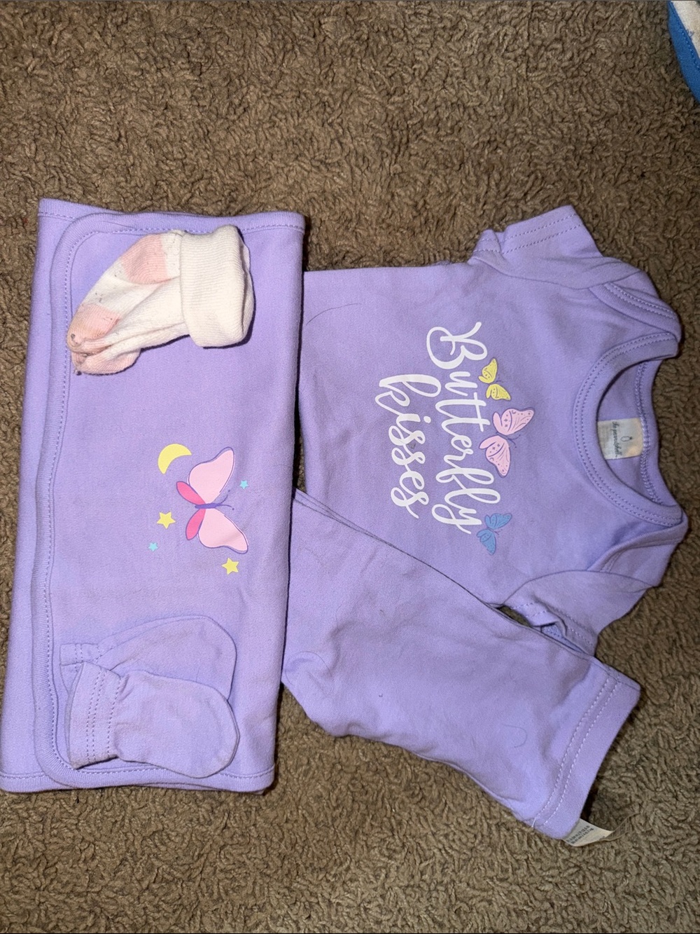 Girls' Lavender Butterfly Pajama Set